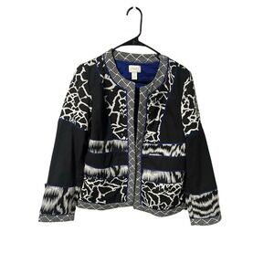 Chico's Size 1/Medium Black Blue Geometric Blazer Jacket‎